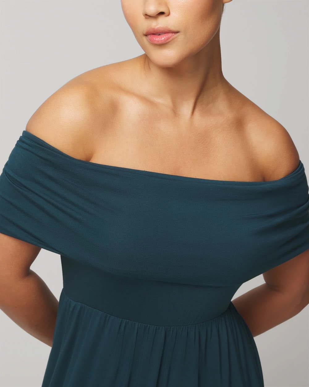 DARK HARBOUR Off-The-Shoulder Midi Bra Dress