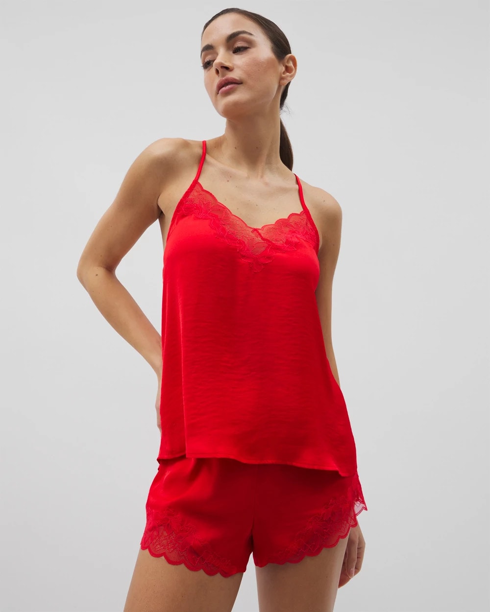 DARE ME RED Lace Trim Pajama Cami