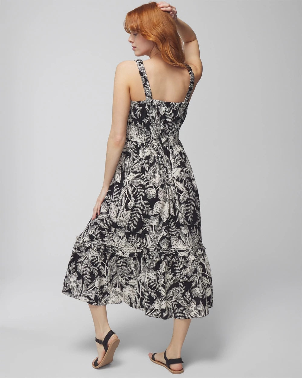 PATTERNED PALMS BLACK Midi Bra Dress