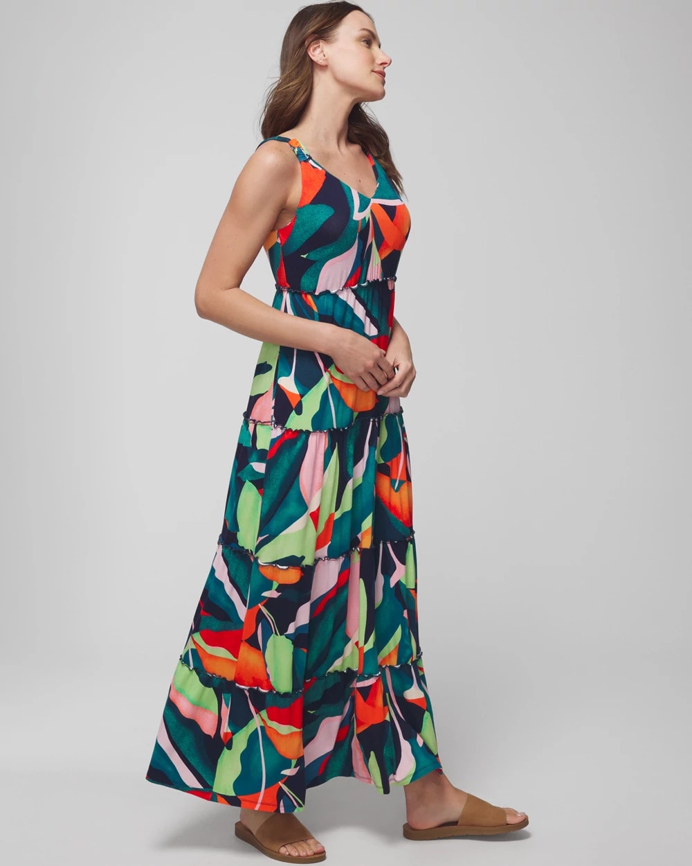 VACAY VIBES NIGHTFALL NVY Tiered Maxi Bra Dress