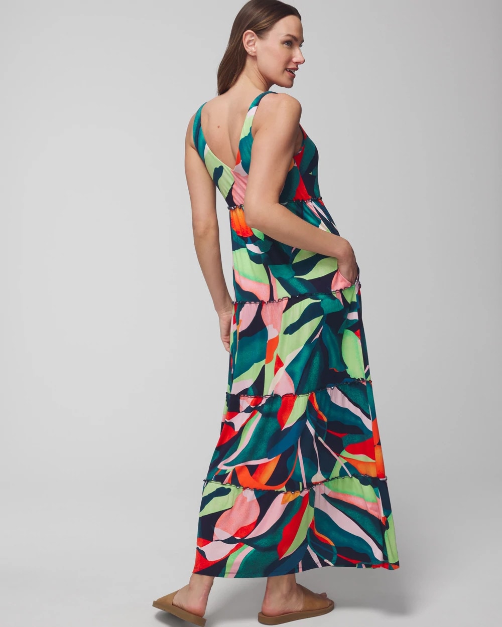 VACAY VIBES NIGHTFALL NVY Tiered Maxi Bra Dress