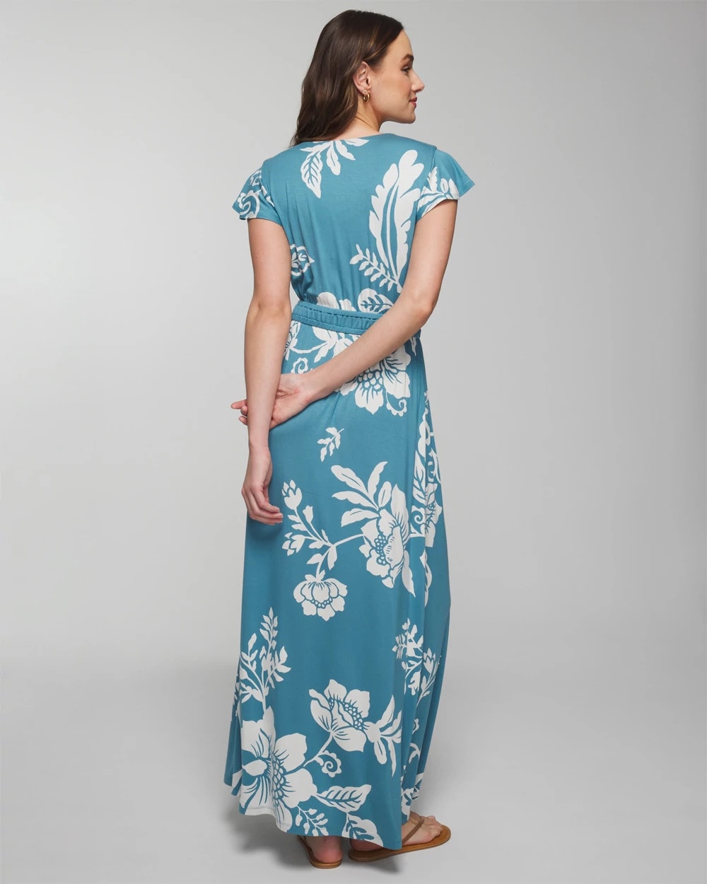 GARDEN TAPESTRY G BLUE Flutter Sleeve Maxi Bra Dress