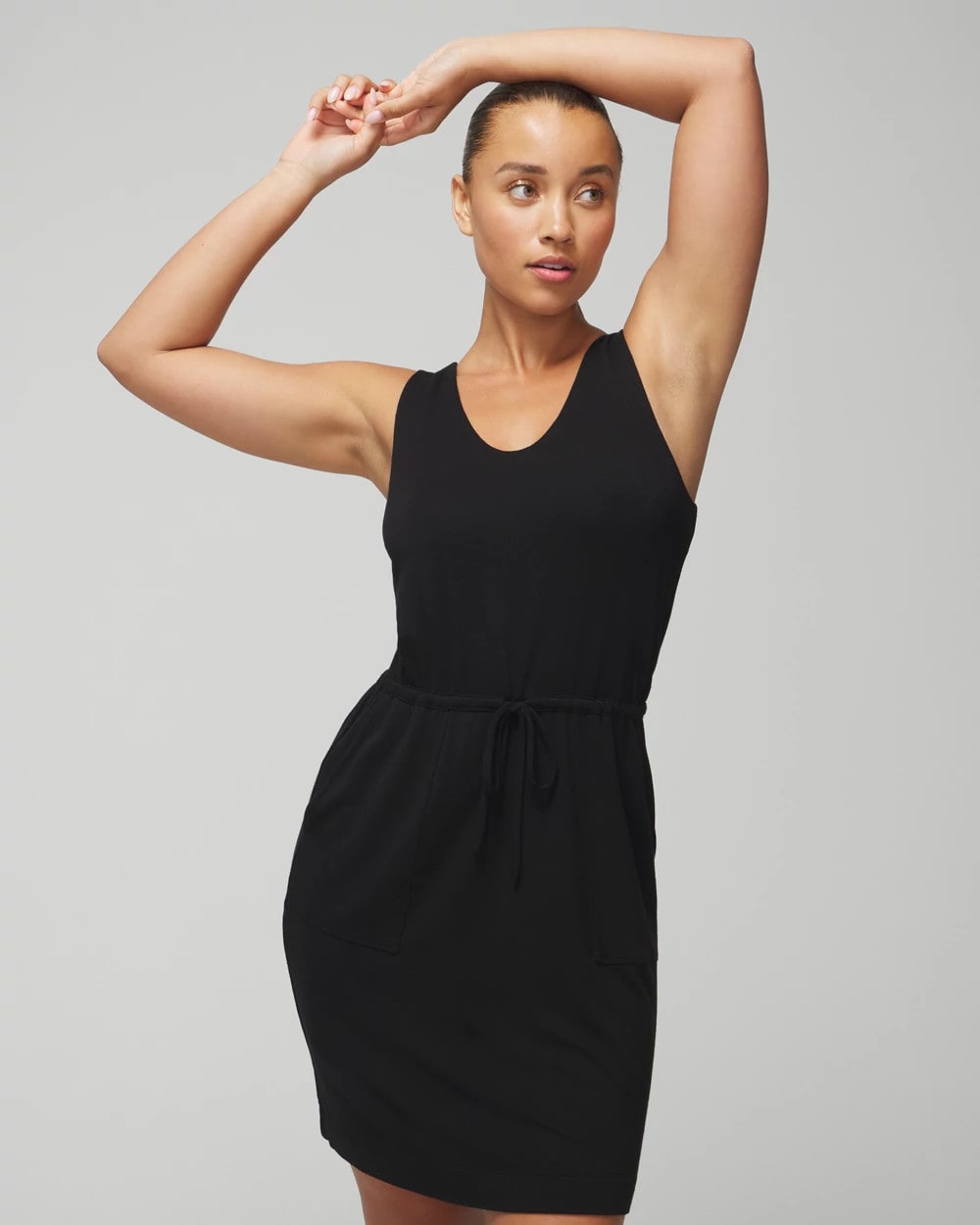BLACK V-Neck Sneaker Dress