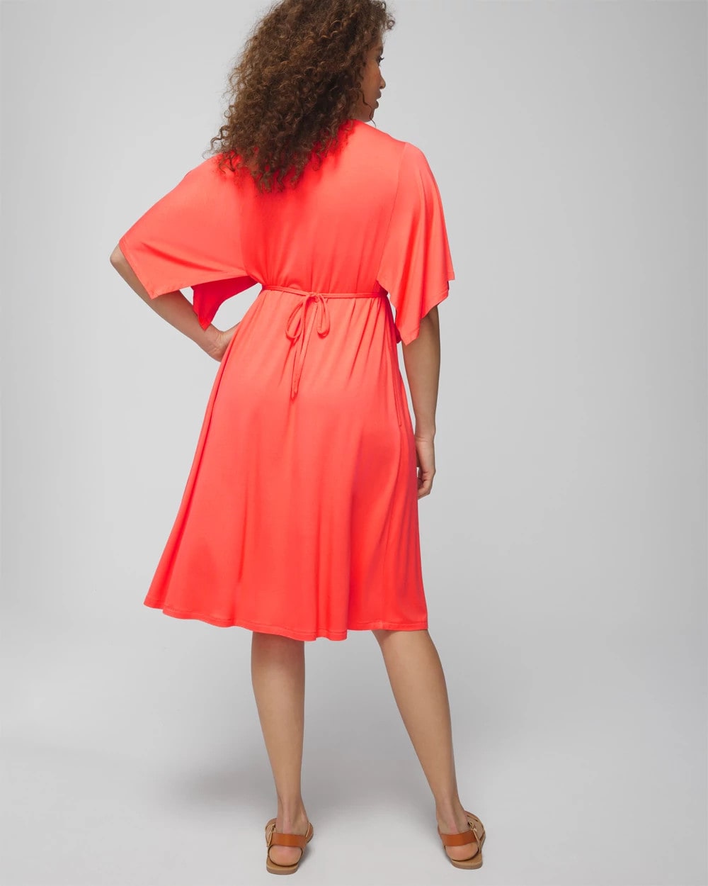 VIVID CORAL Flutter Sleeve Short Bra Dress