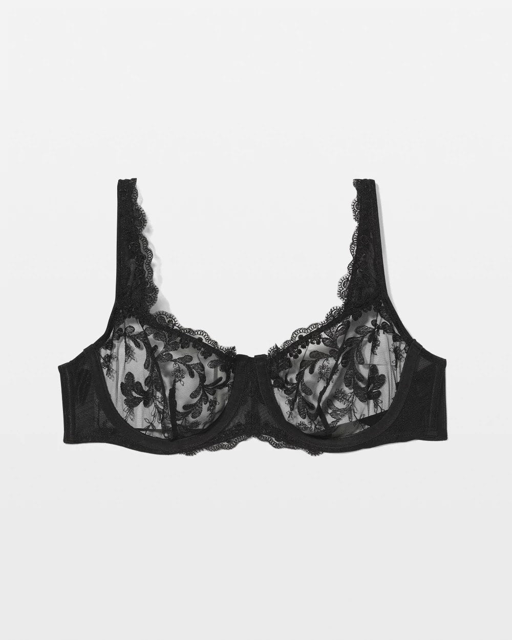 BLACK Sensuous Embroidery Balconette Bra