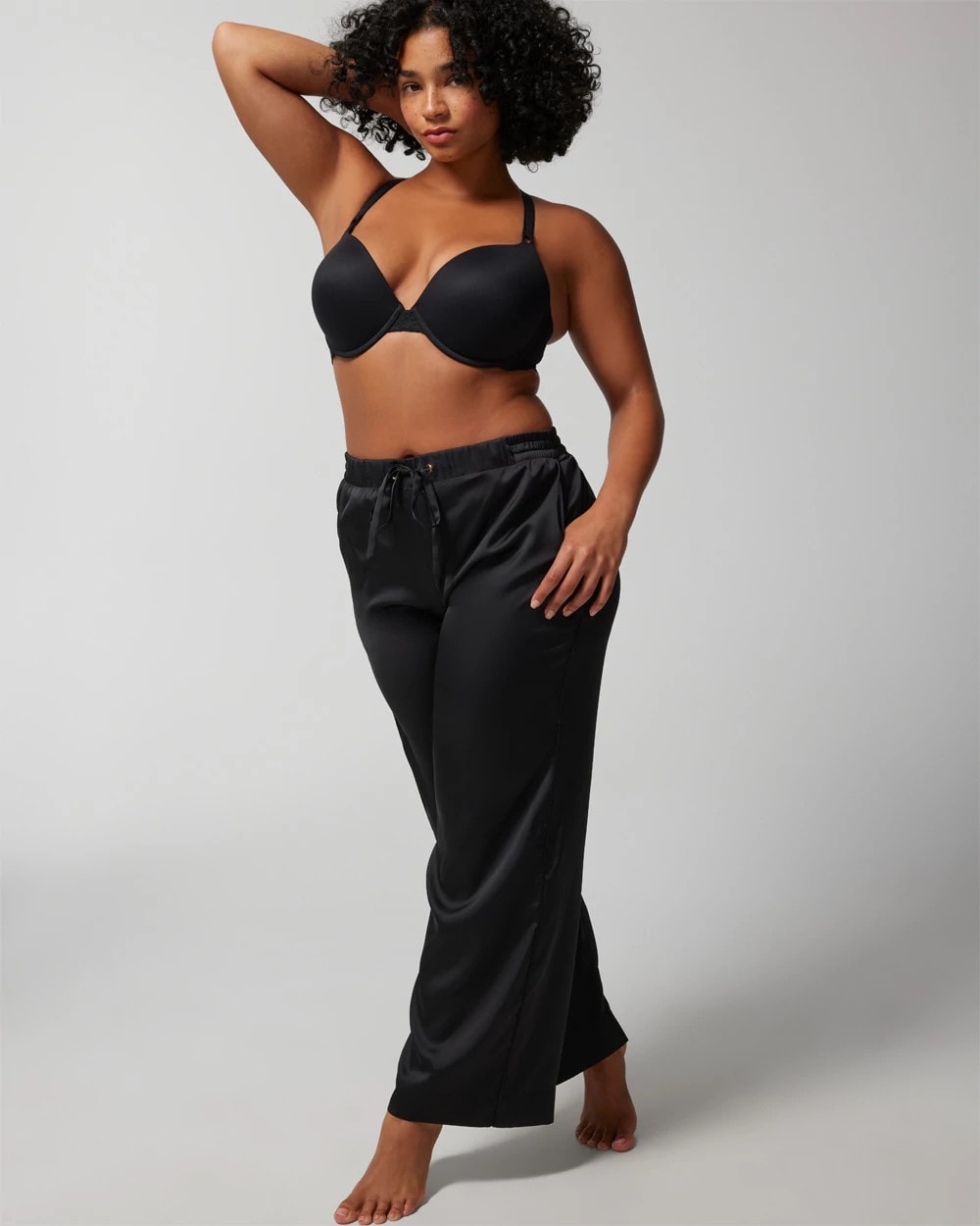 BLACK Push-Up Plunge Bra with Lace