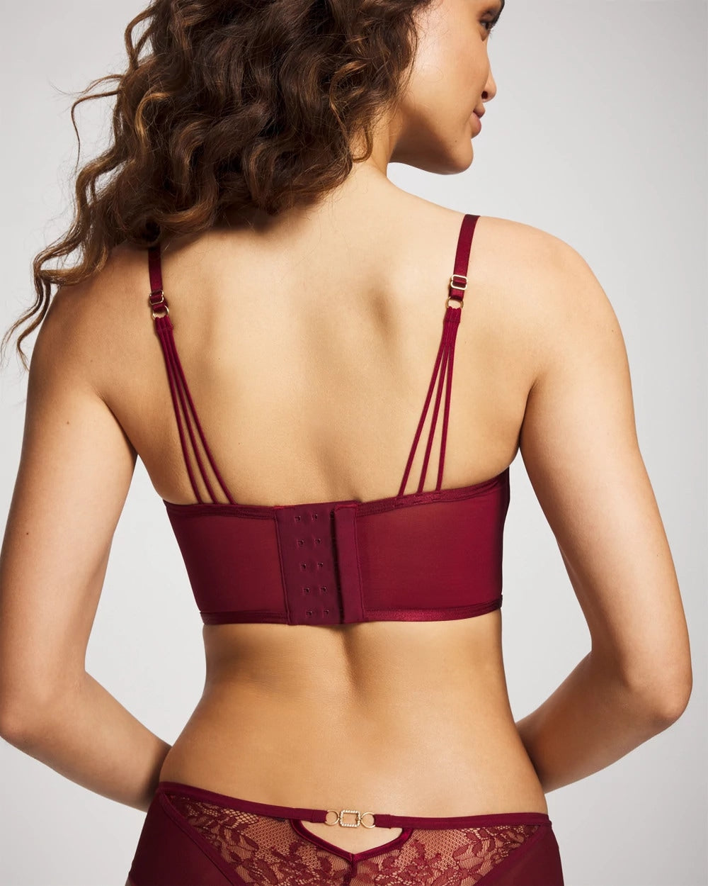 RED VELVET Sheer Glam Long Line Scoop Bralette