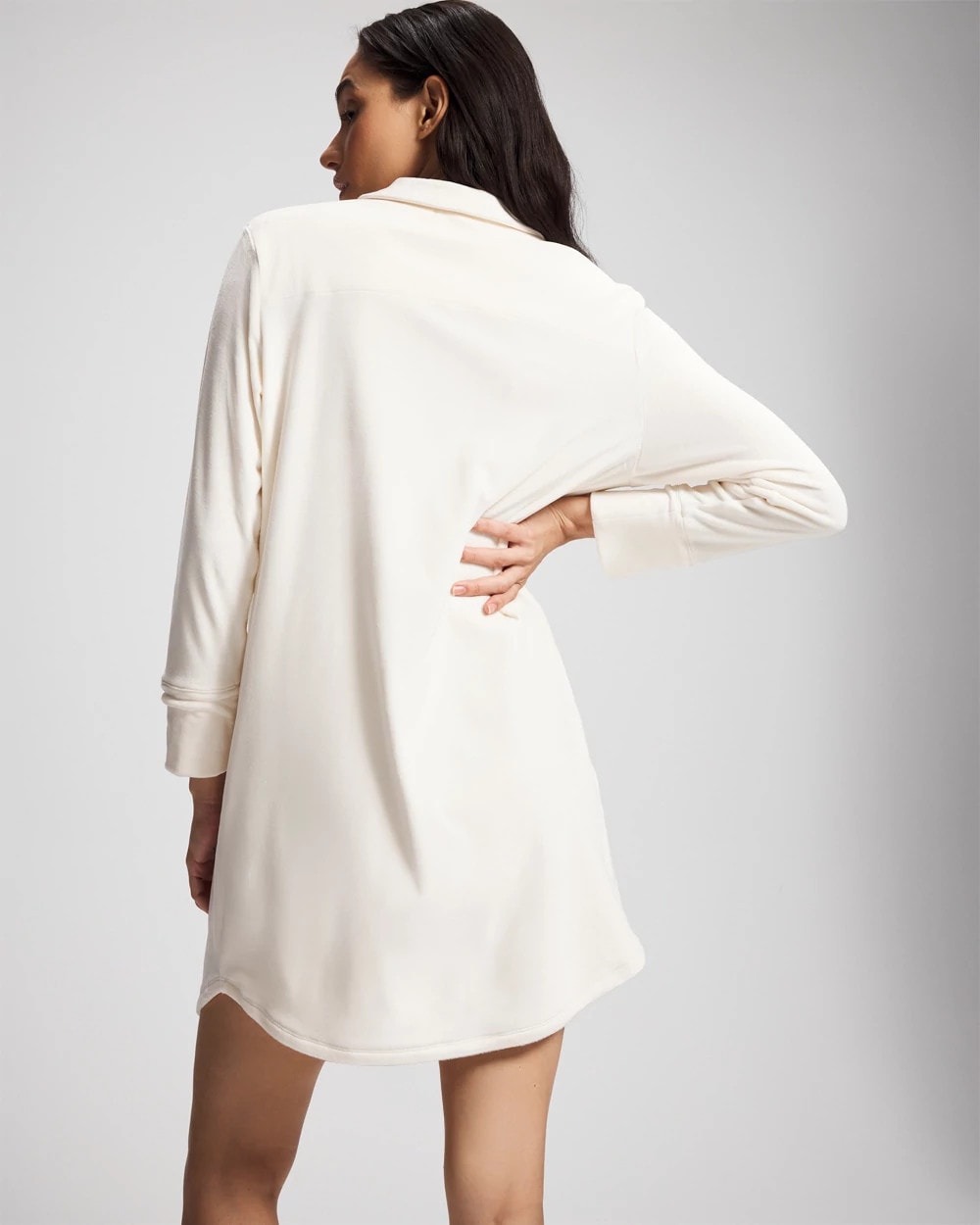 CHAMPAGNE DREAMS Long-Sleeve Notch Collar Sleepshirt