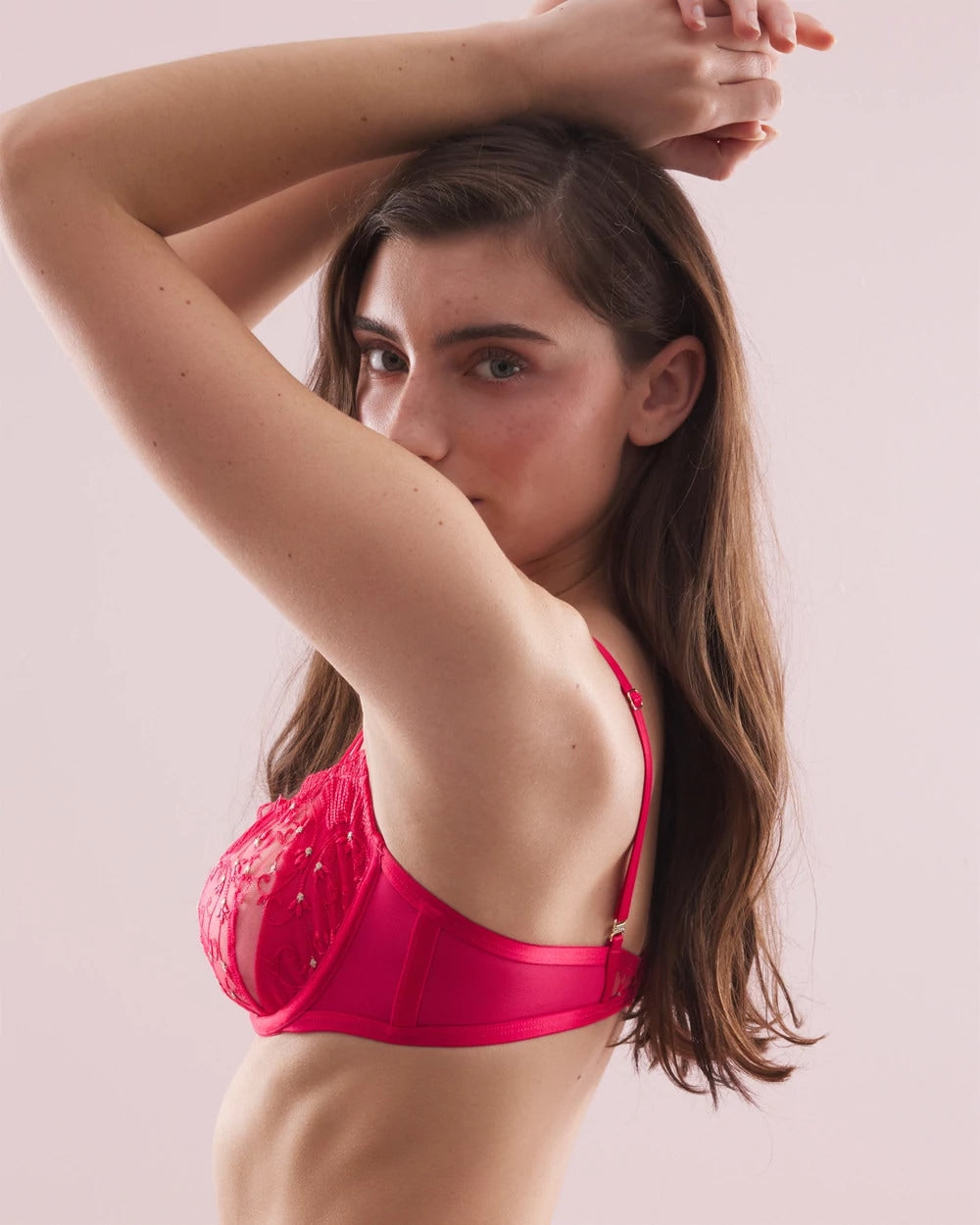 PERFECT PINK Architectural Embroidered Balconette Bra