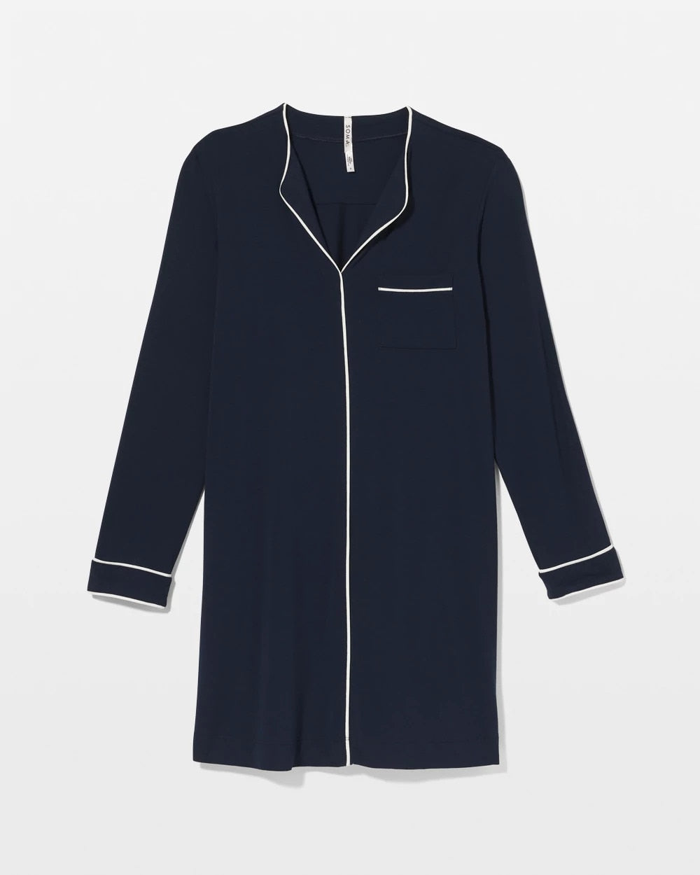 NIGHTFALL NAVY Piped Long-Sleeve Sleepshirt