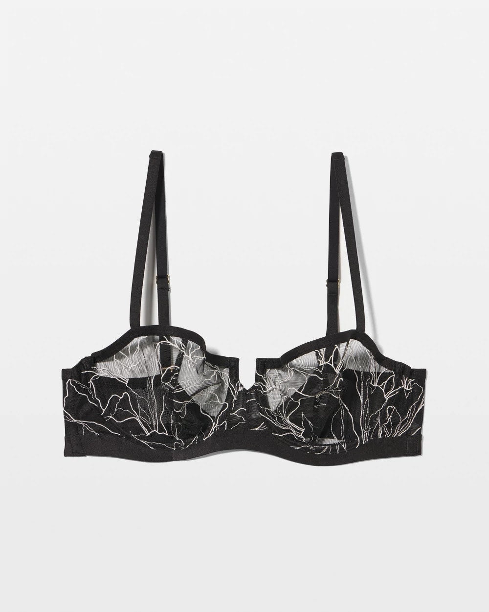 BLACK Embroidered Unlined Balconette