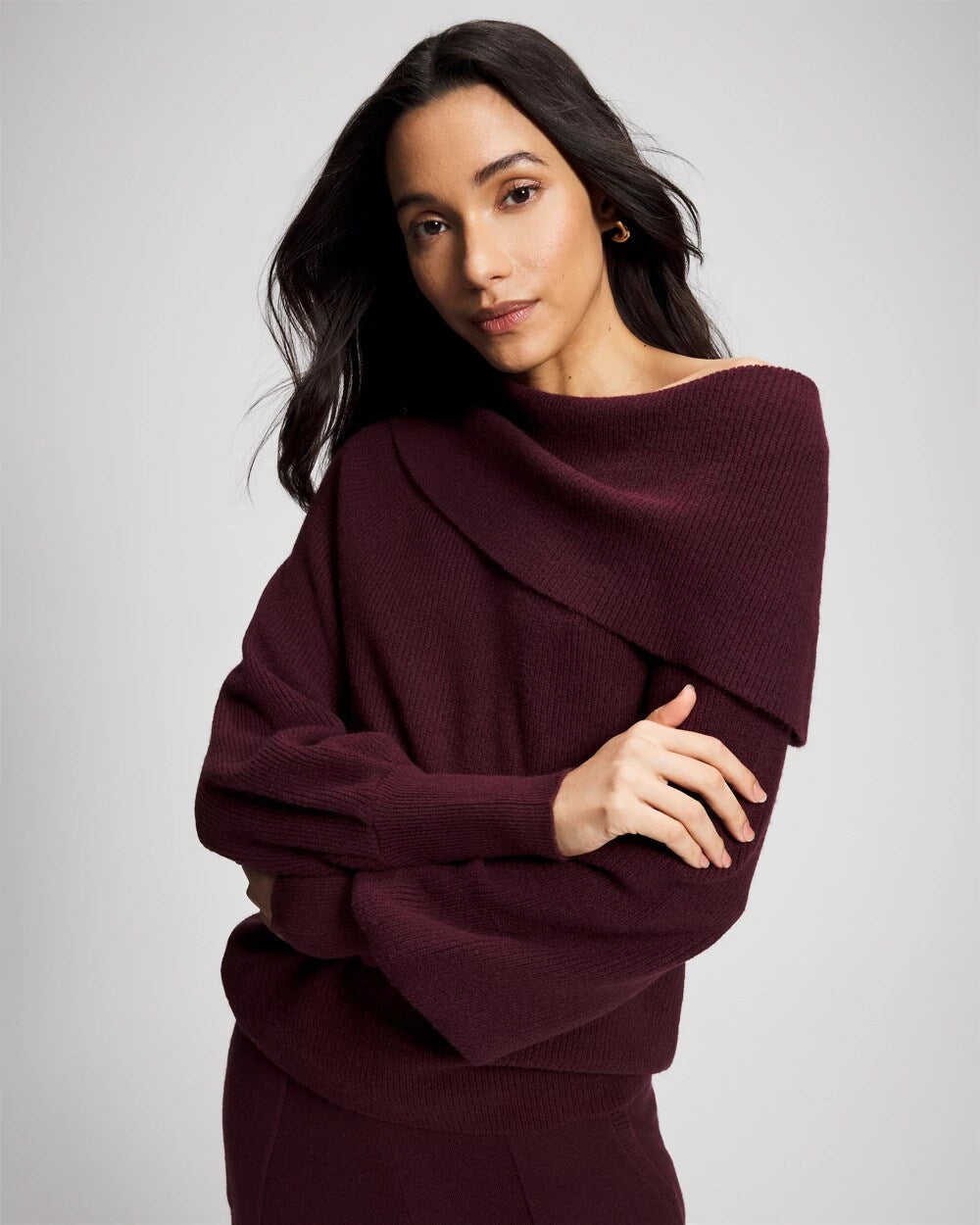 MERLOT Premier Knit off the Shoulder Sweater