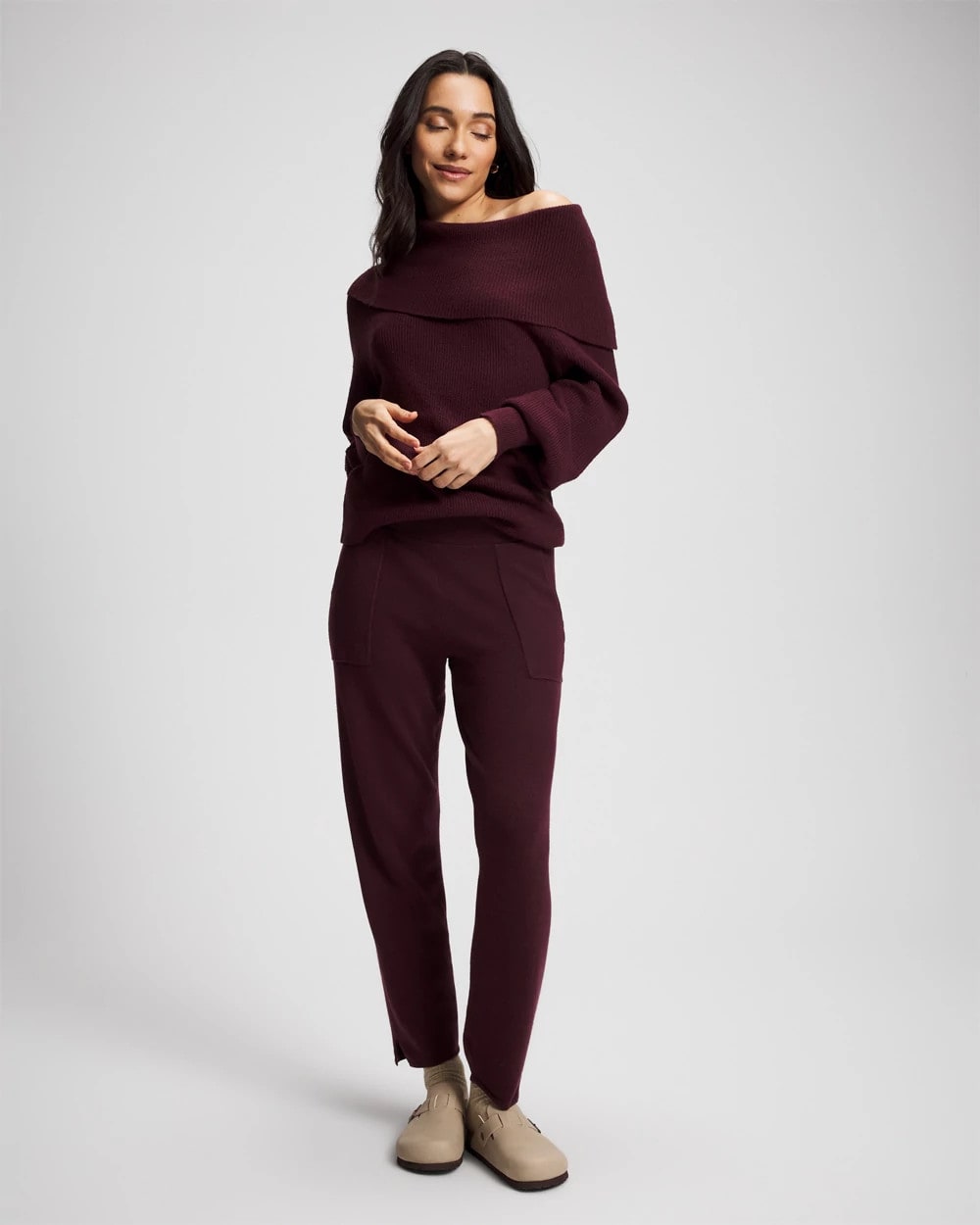 MERLOT Premier Knit off the Shoulder Sweater