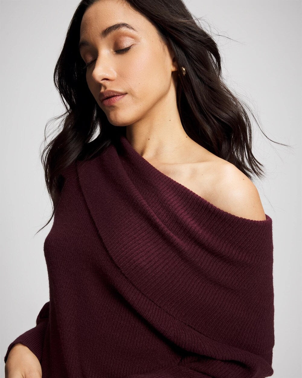 MERLOT Premier Knit off the Shoulder Sweater