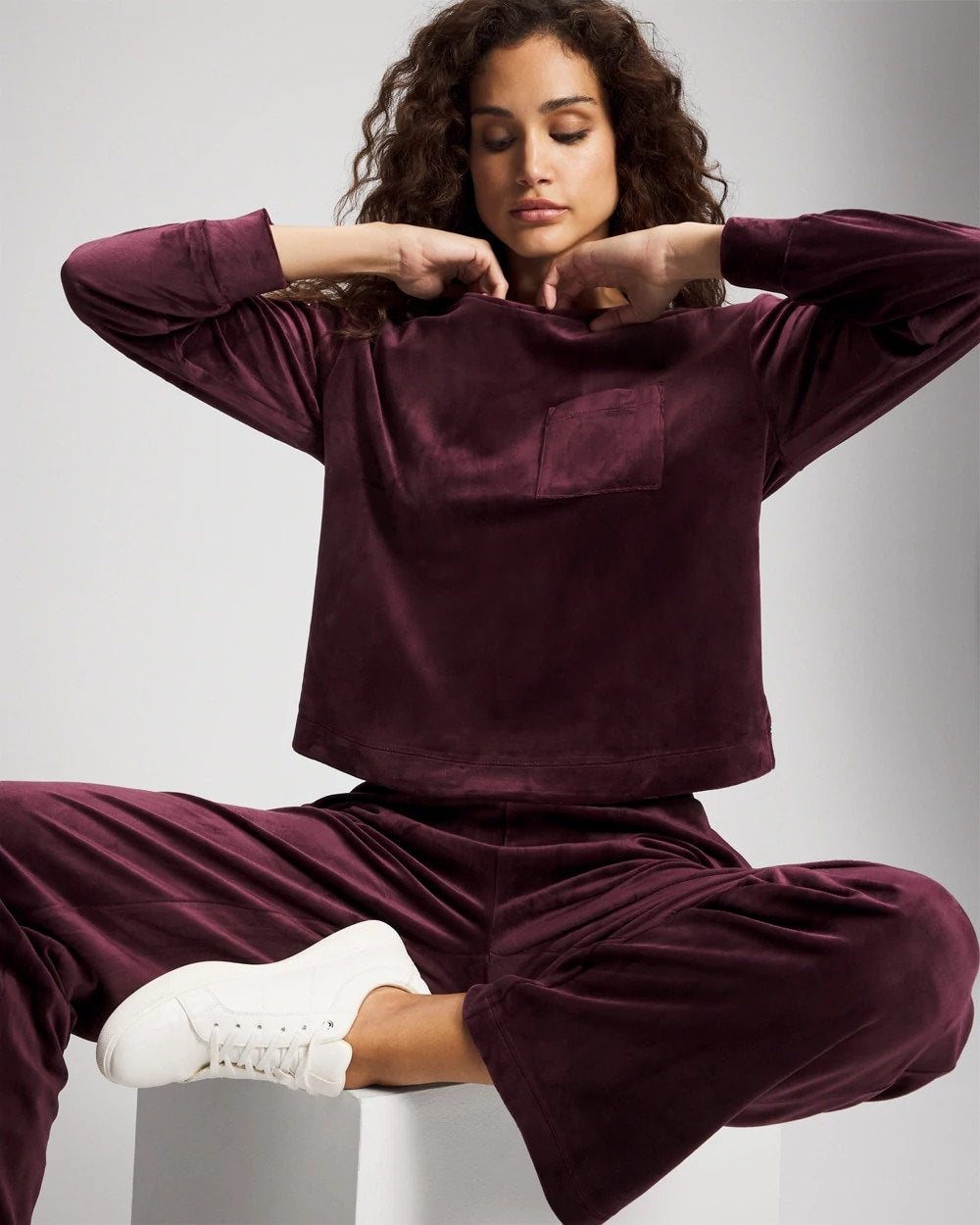 MERLOT Velour Crewneck Sweatshirt