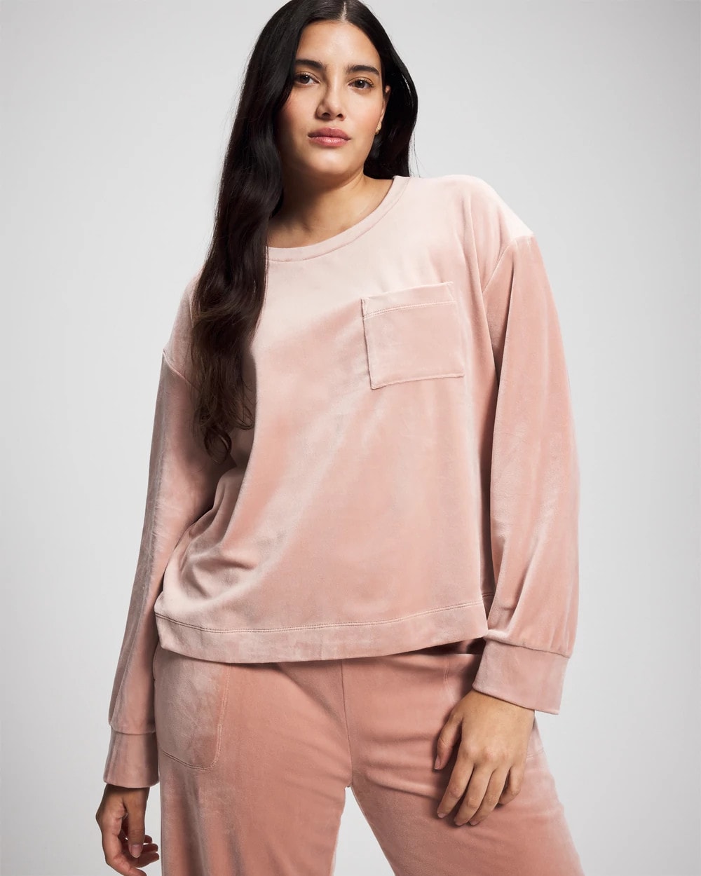 ADOBE ROSE Velour Crewneck Sweatshirt