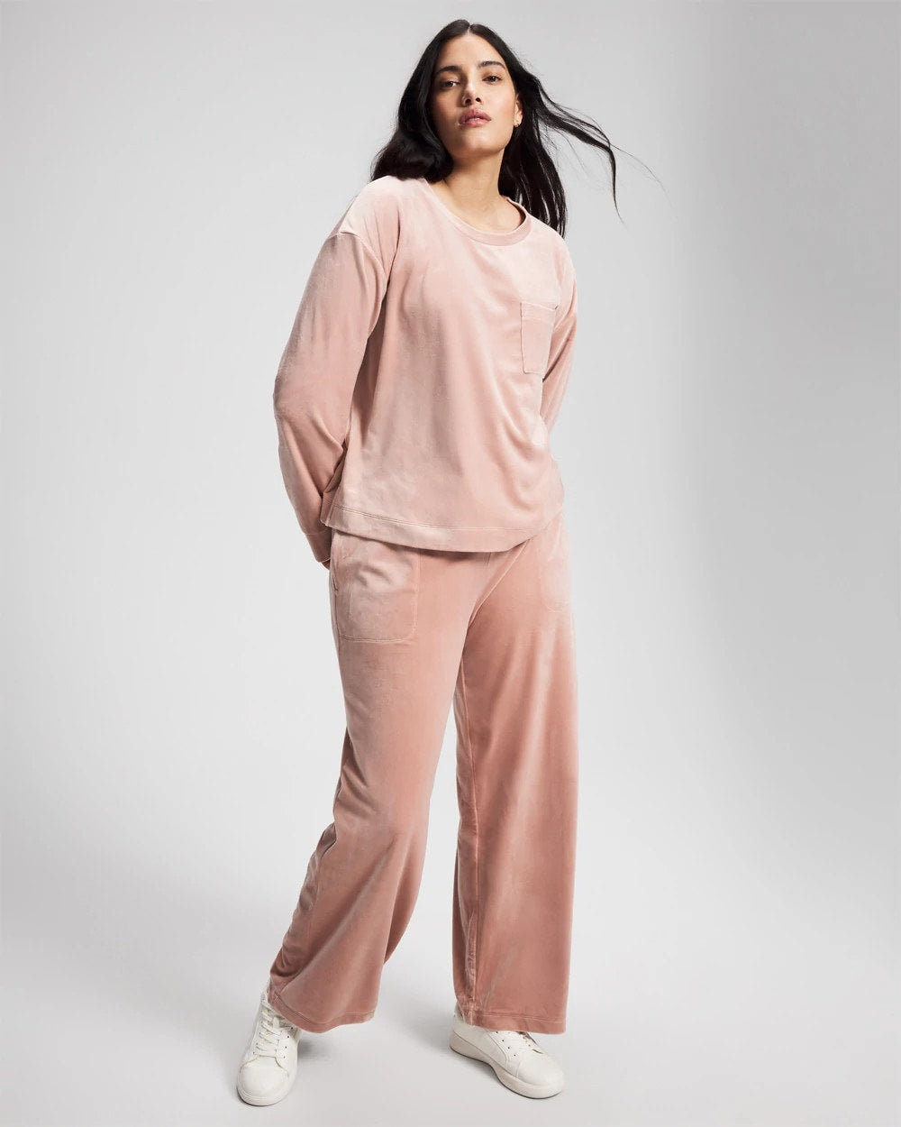 ADOBE ROSE Velour Crewneck Sweatshirt