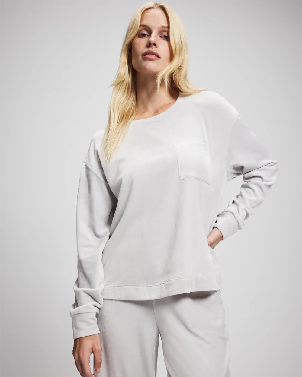 VAPOR GRAY Velour Crewneck Sweatshirt