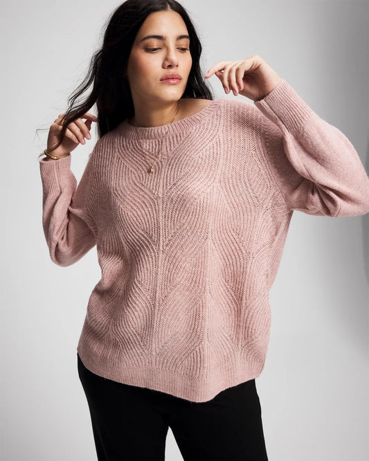 ADOBE ROSE Shimmer Cable Knit Sweater