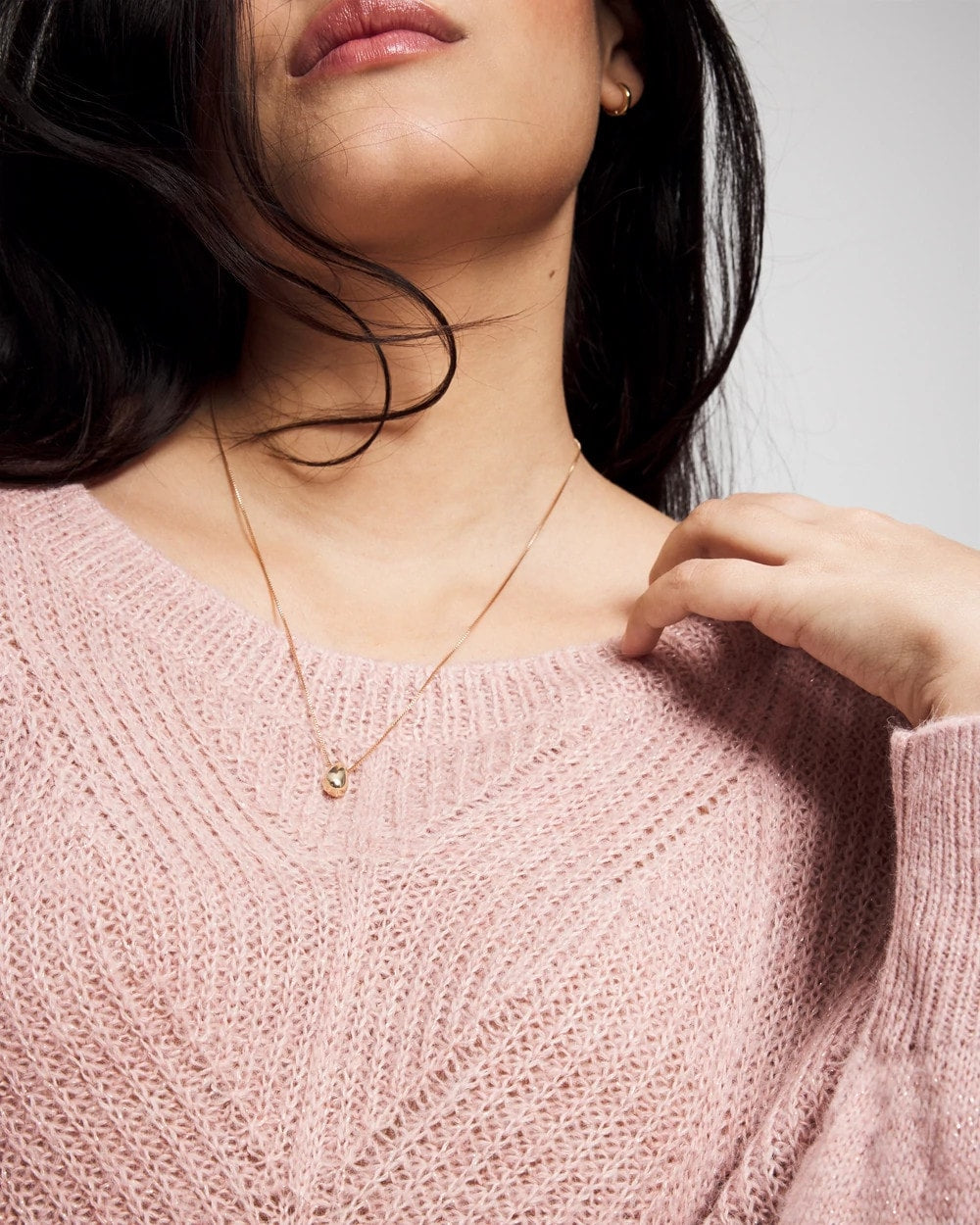 ADOBE ROSE Shimmer Cable Knit Sweater