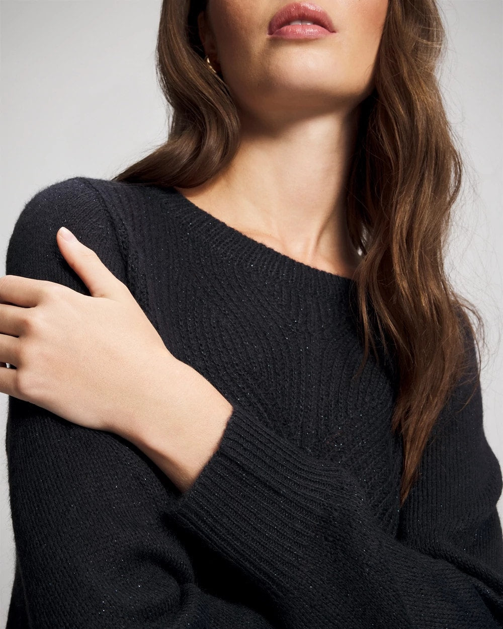 MIDNIGHT SKIES Shimmer Cable Knit Sweater