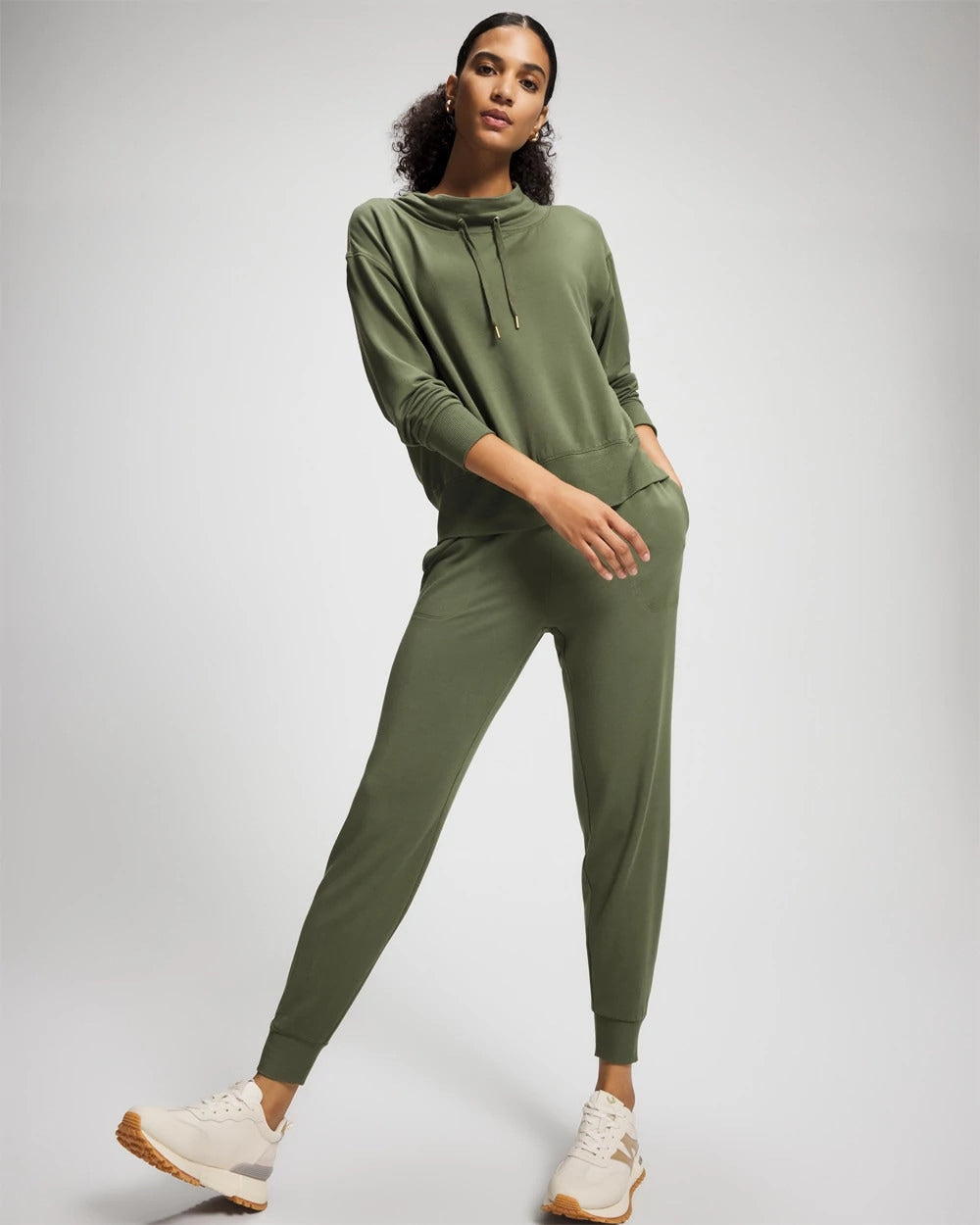 DARK SAGE Ultrasoft Fleece Relaxed Funnel Neck Sweatshirt
