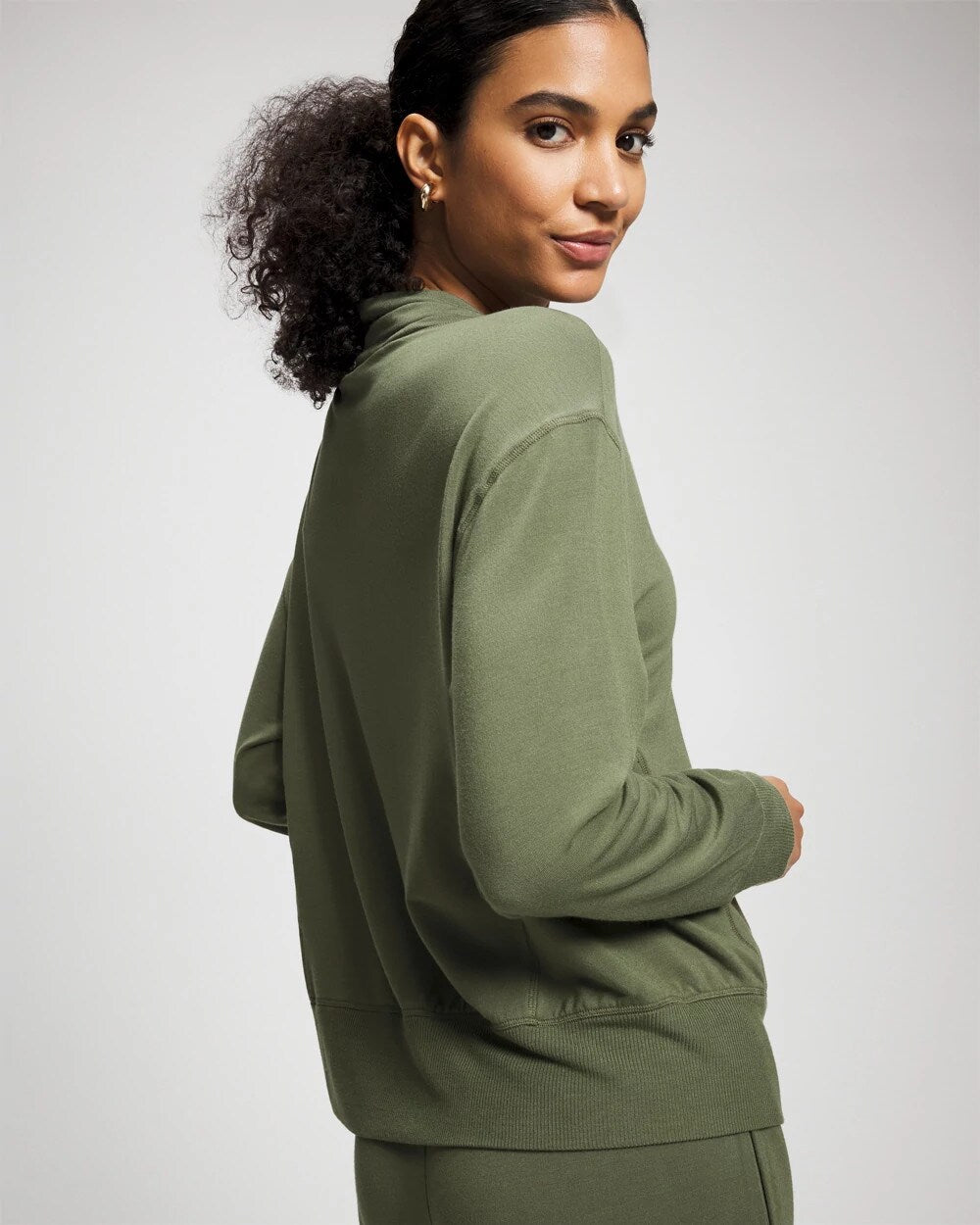 DARK SAGE Ultrasoft Fleece Relaxed Funnel Neck Sweatshirt