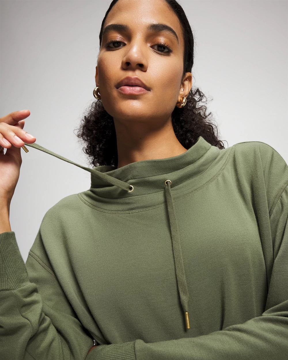 DARK SAGE Ultrasoft Fleece Relaxed Funnel Neck Sweatshirt