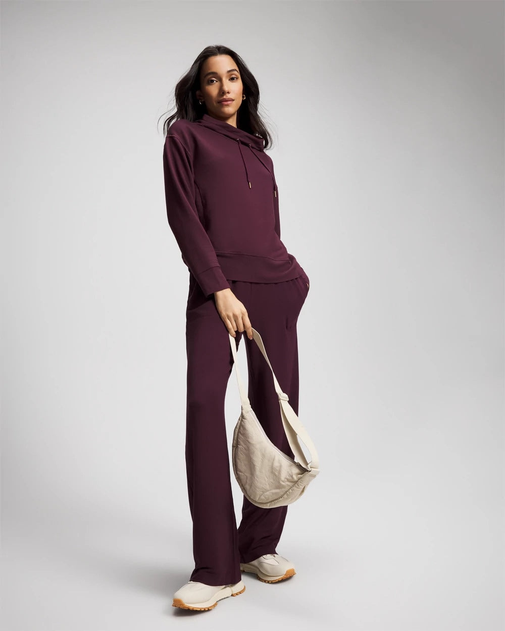 MERLOT Ultrasoft Fleece Relaxed Funnel Neck Sweatshirt