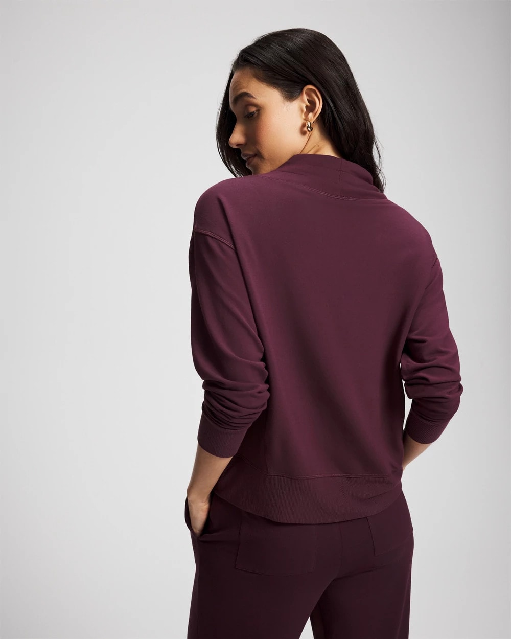 MERLOT Ultrasoft Fleece Relaxed Funnel Neck Sweatshirt