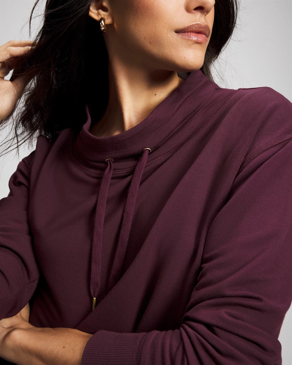 MERLOT Ultrasoft Fleece Relaxed Funnel Neck Sweatshirt