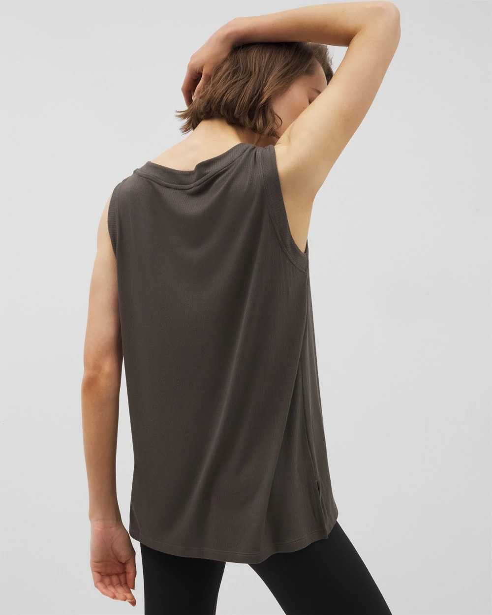 DARK GRAY OLIVE Rib Knit Sleeveless Top