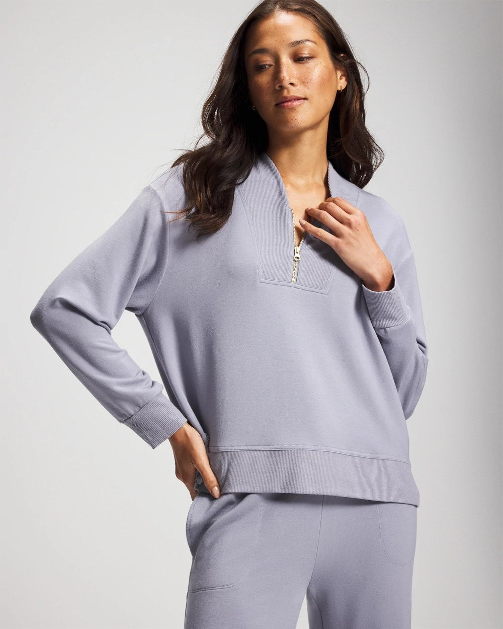 PERFECT SKY Ultrasoft Fleece Quarter Zip Sweatshirt