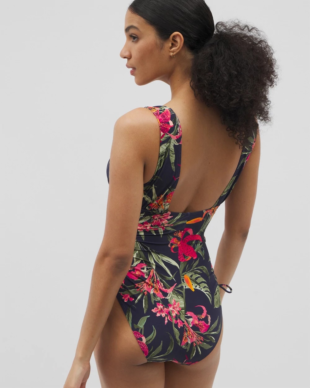 LE TIGRE TROPICAL NAVY Soma Swim V-Neck One-Piece