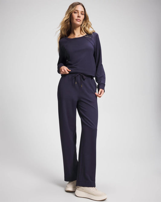 DEEP INDIGO Essential Terry Straight Leg Pants