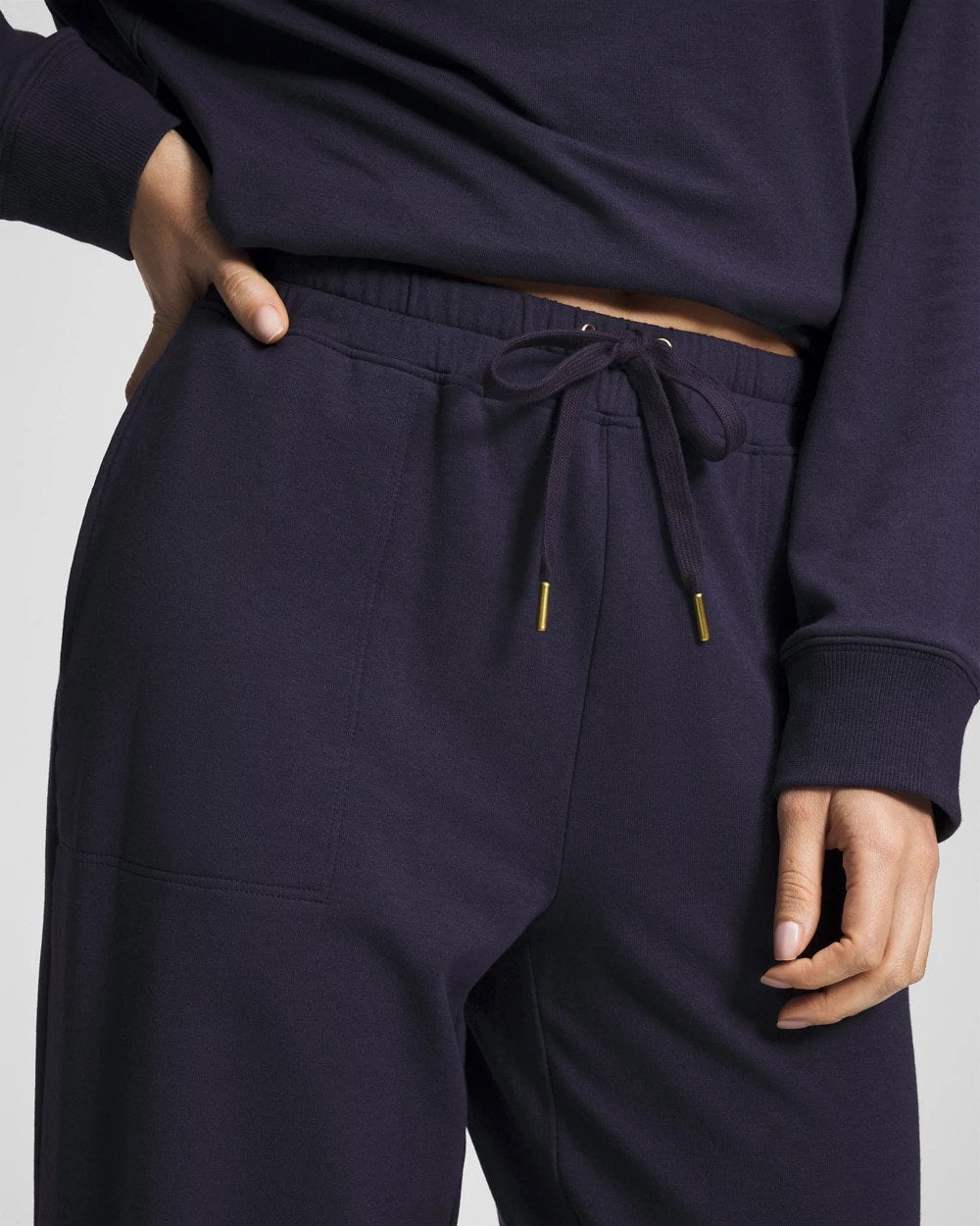 DEEP INDIGO Essential Terry Straight Leg Pants