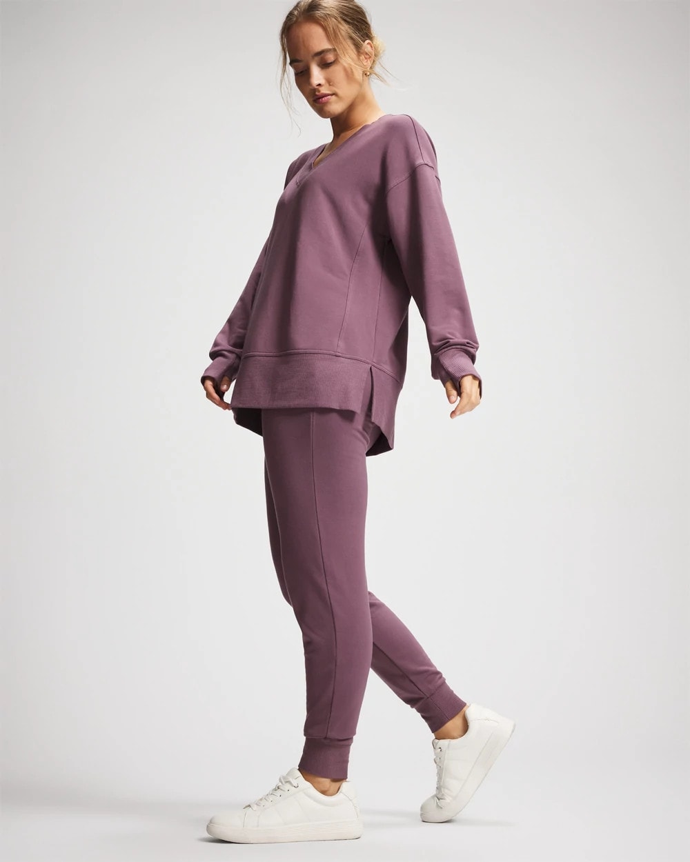 PURPLE FLINT Ultrasoft Fleece V-Neck Sweatshirt
