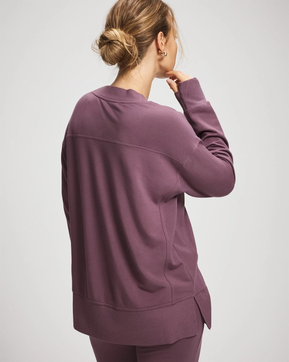 PURPLE FLINT Ultrasoft Fleece V-Neck Sweatshirt
