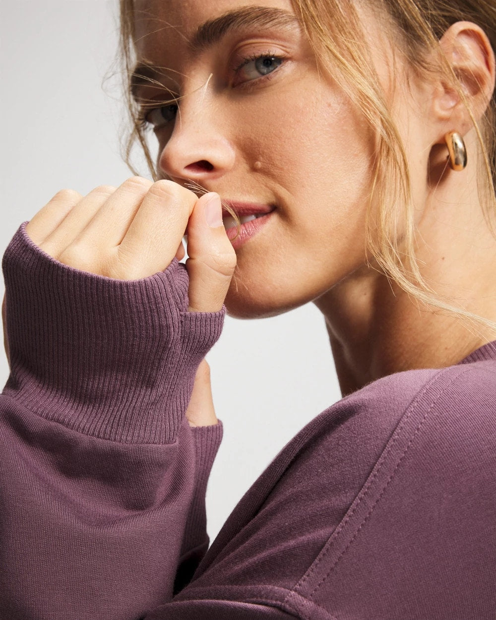 PURPLE FLINT Ultrasoft Fleece V-Neck Sweatshirt