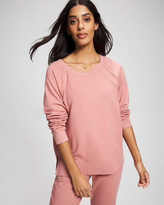 CINDER ROSE Essential Terry Crewneck Sweatshirt