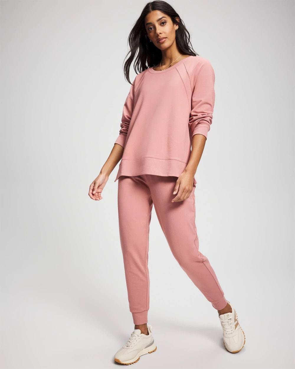 CINDER ROSE Essential Terry Crewneck Sweatshirt