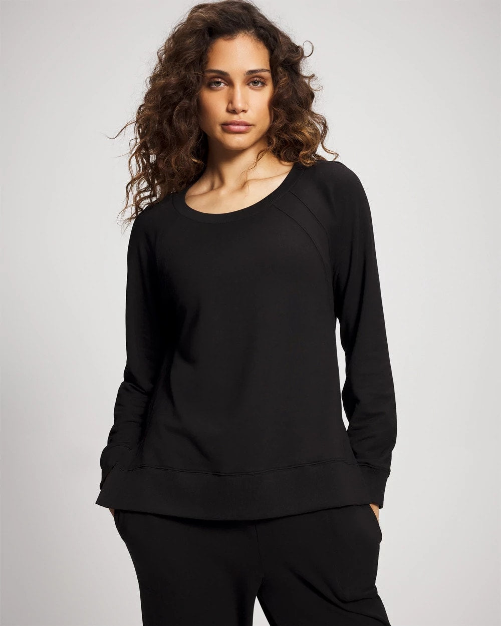 BLACK Essential Terry Crewneck Sweatshirt