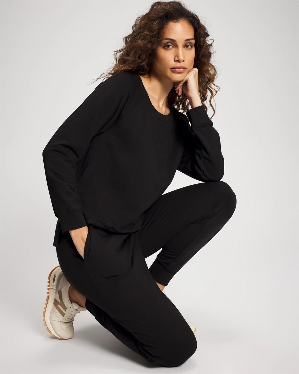 BLACK Essential Terry Crewneck Sweatshirt