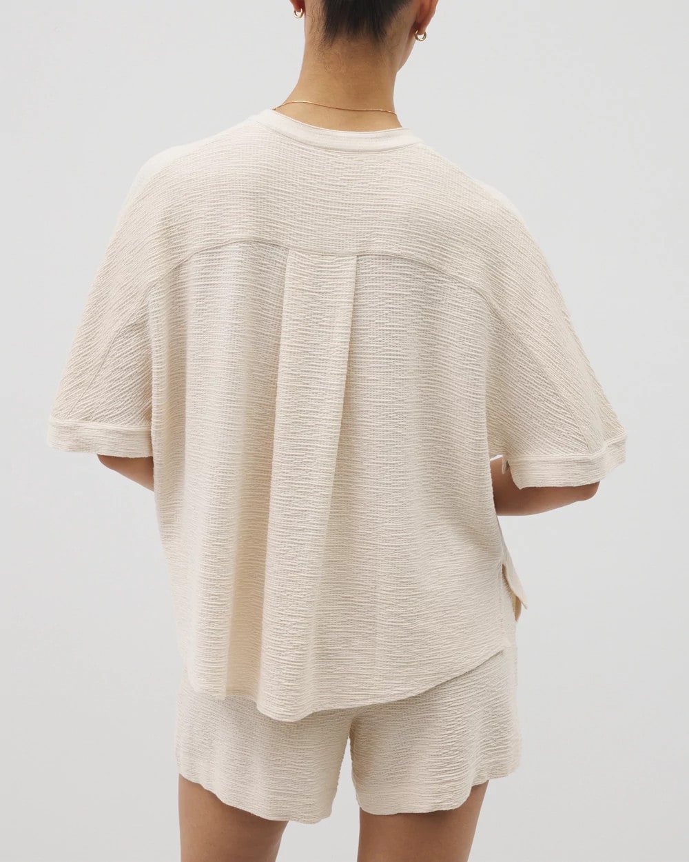 PARCHMENT Crinkle Knit Relaxed Button-Up Top