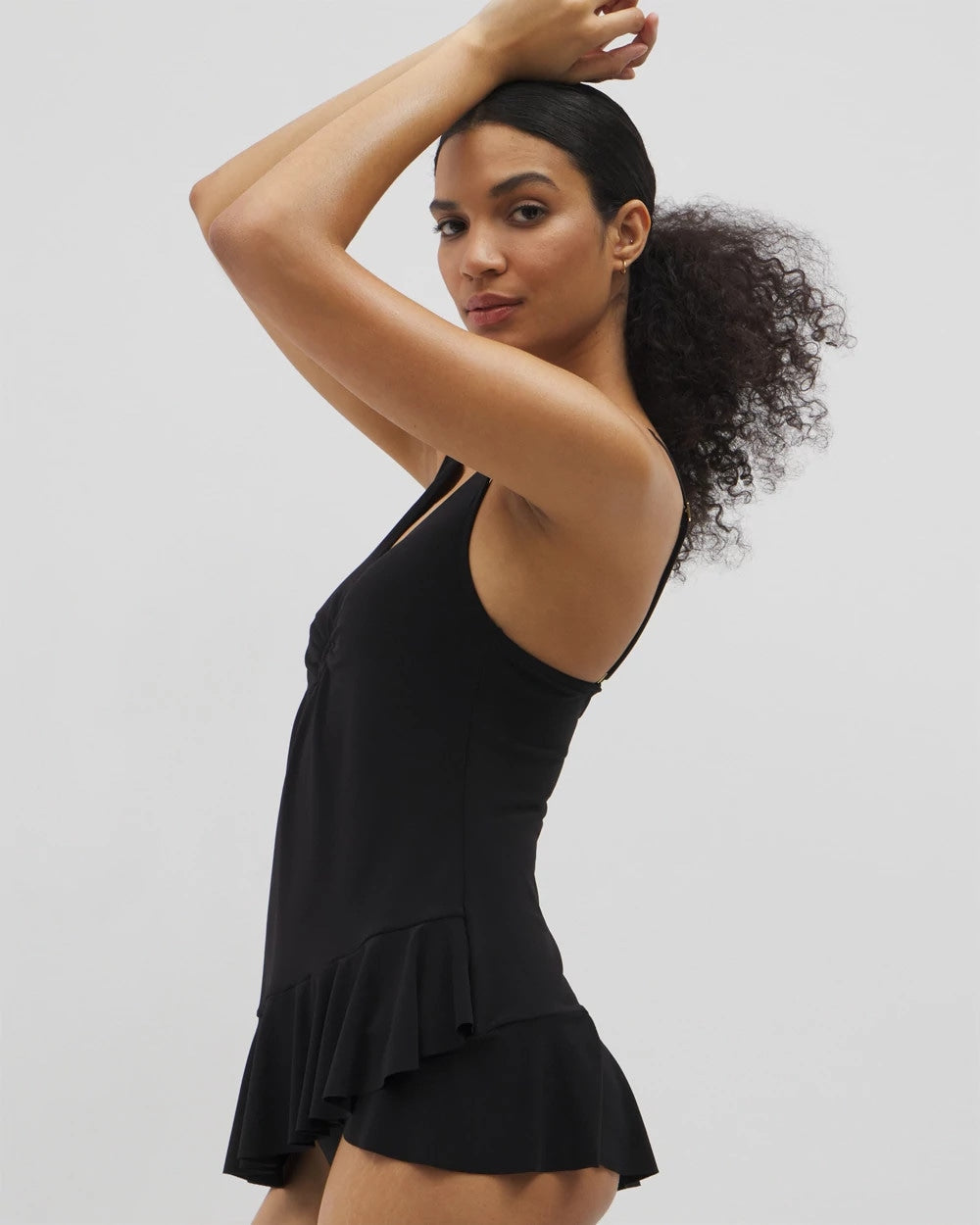 BLACK Beyond Control Solid Essentials Ruffle Swim Dress