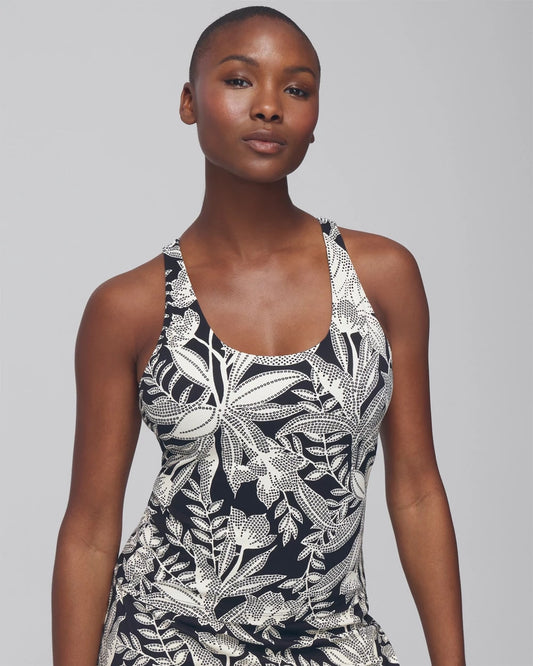 PATTERNED PALMS BLACK 24/7 Racerback Bra Tank