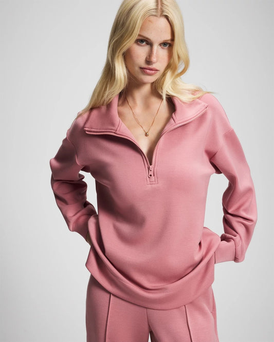 CINDER ROSE Modern Modal Quarter Zip Sweatshirt