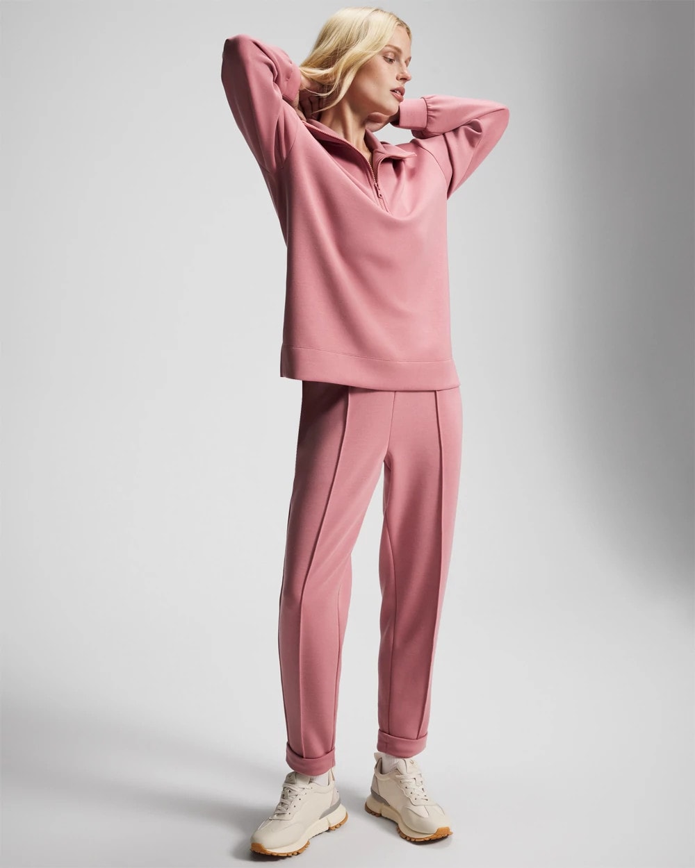 CINDER ROSE Modern Modal Quarter Zip Sweatshirt