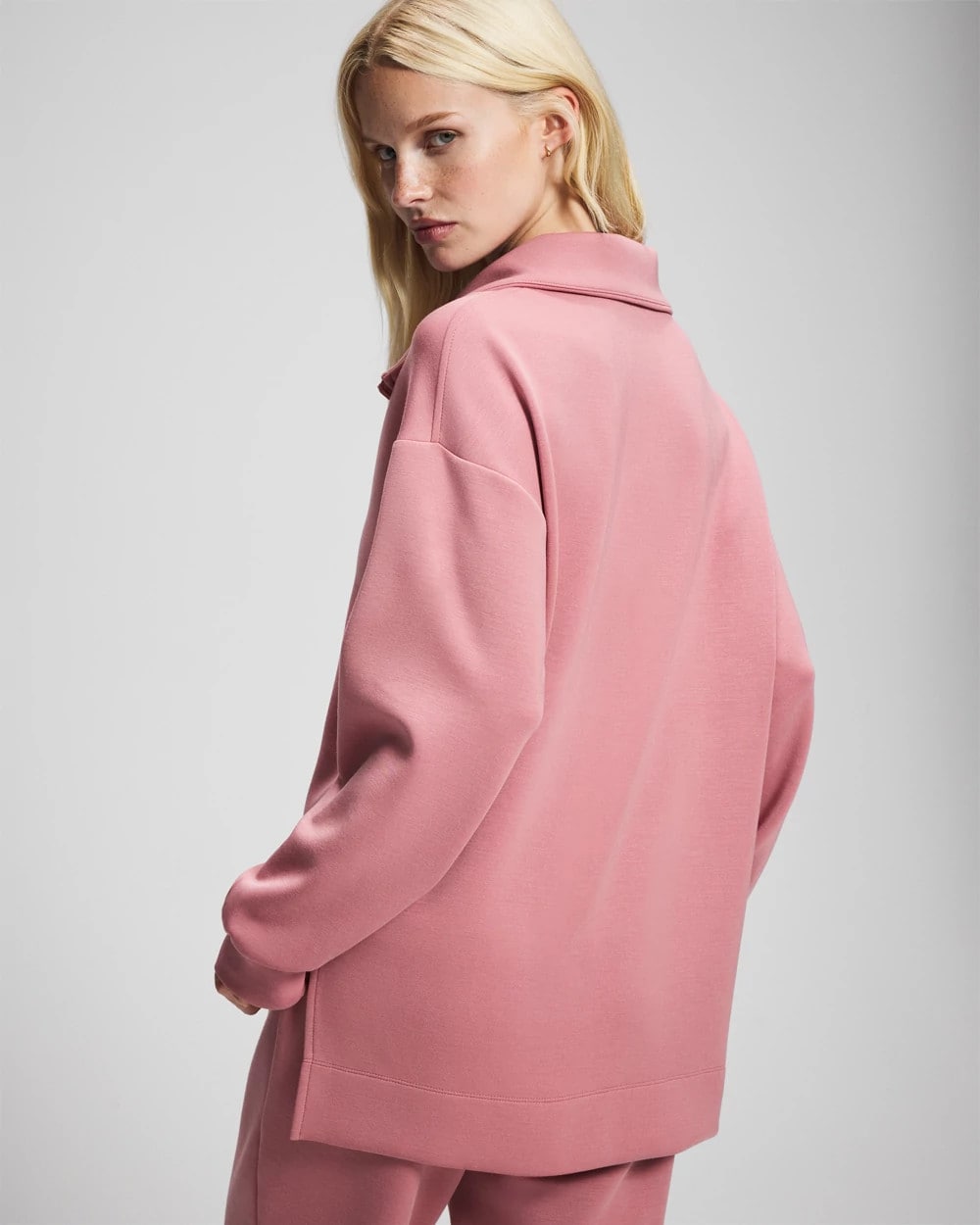 CINDER ROSE Modern Modal Quarter Zip Sweatshirt