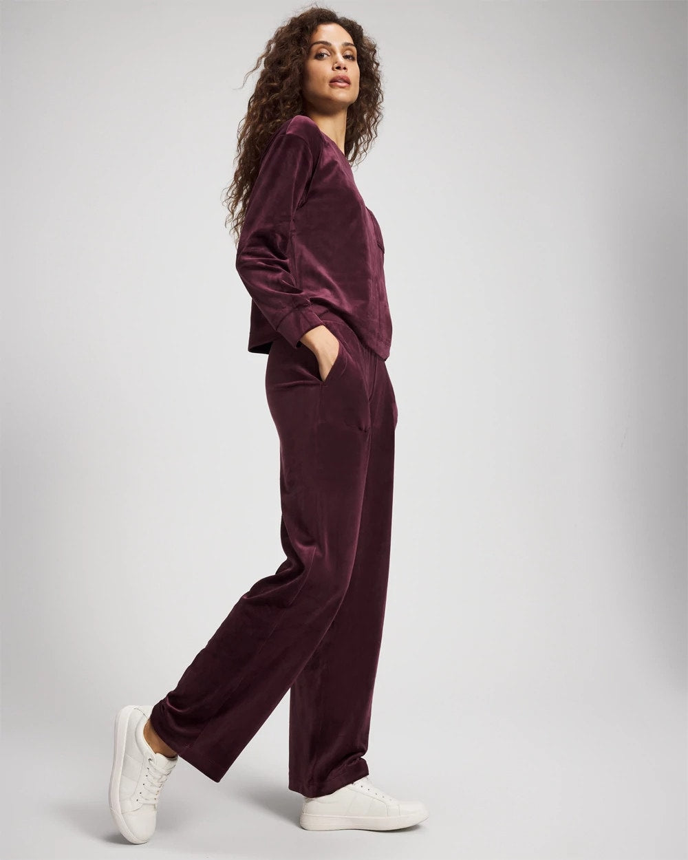 MERLOT Velour Straight Leg Pants